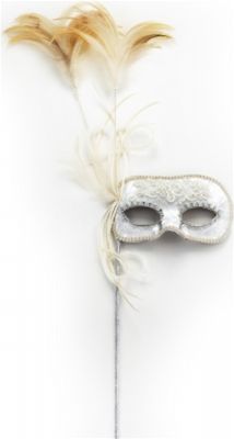 Peter Alan 180834 White Velvet Mask with Pearl Embroidery on Stick