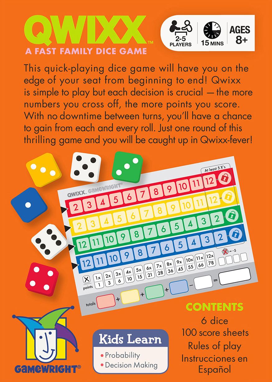 QWIXX DICE GAME