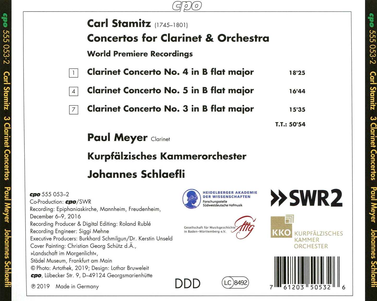Clarinet Concertos 3-5 (Stamitz / Meyer / Schlaefli)