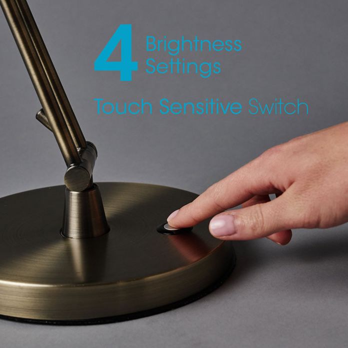 OttLite Wellness Series Reading Lamp in Antique Brass