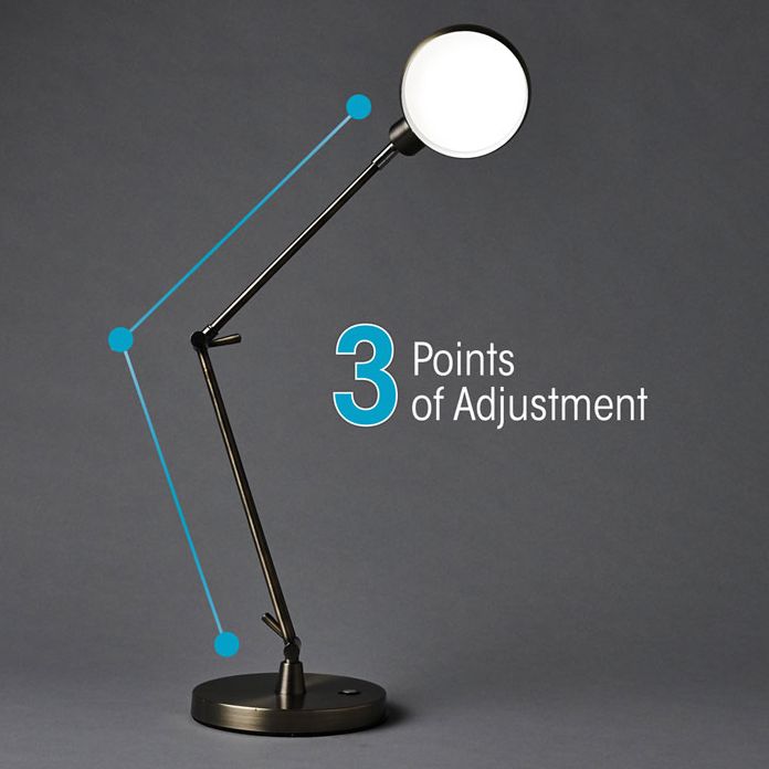 OttLite Wellness Series Reading Lamp in Antique Brass