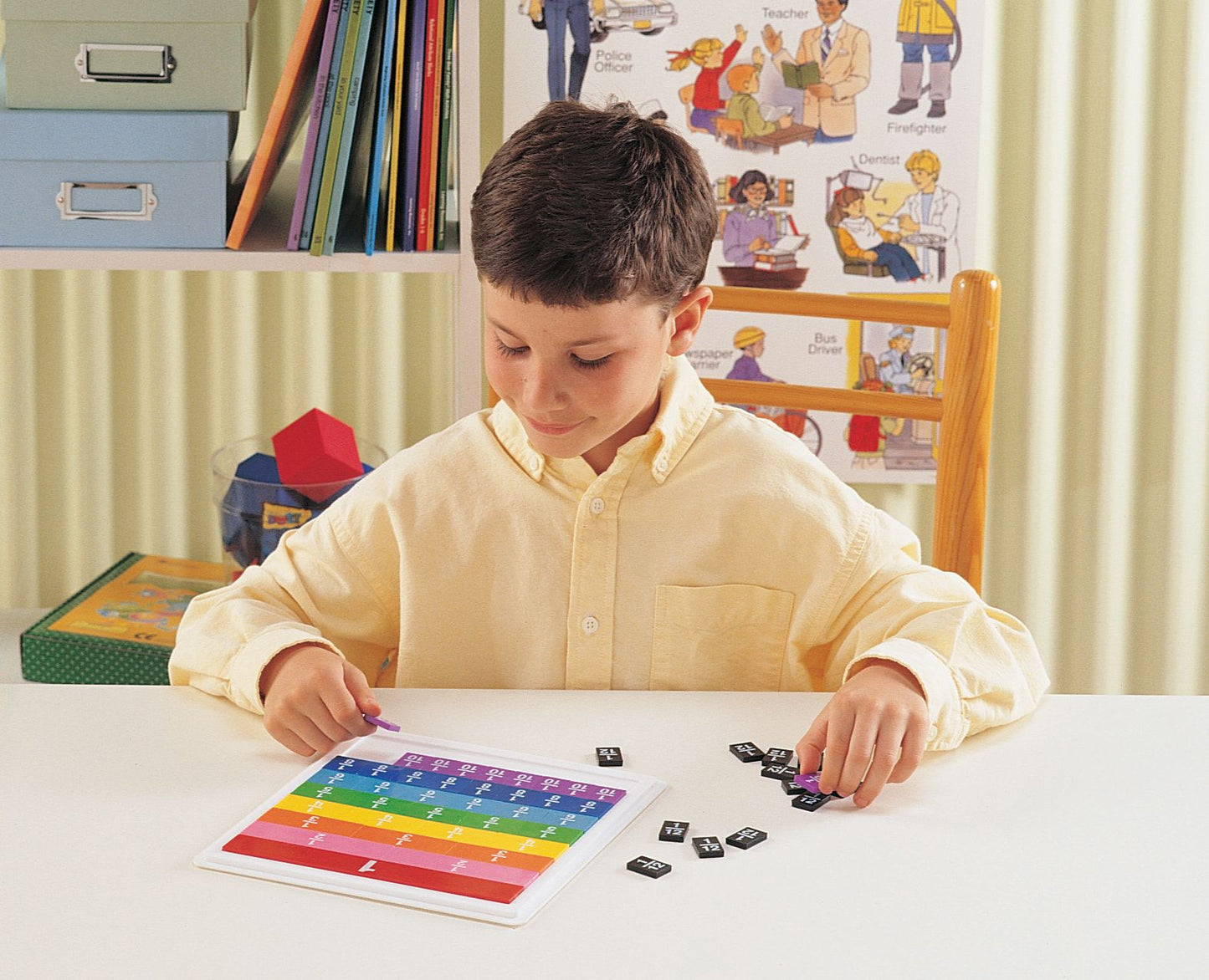 Rainbow Fraction Plastic Tiles with Tray