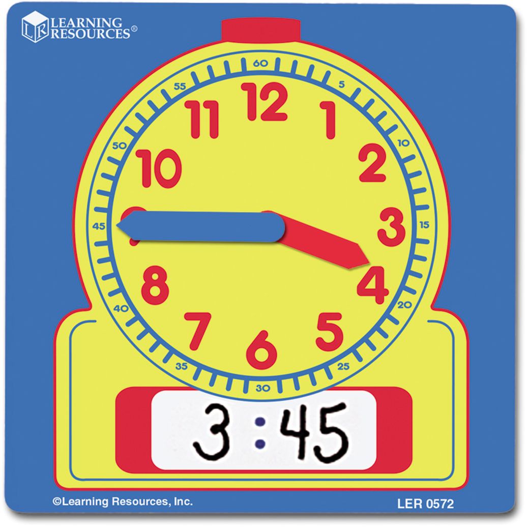 LEARNING RESOURCES LER0572 WRITE-ON/WIPE-OFF CLOCKS STUDENT-10/PK 4-1/2 SQUARE