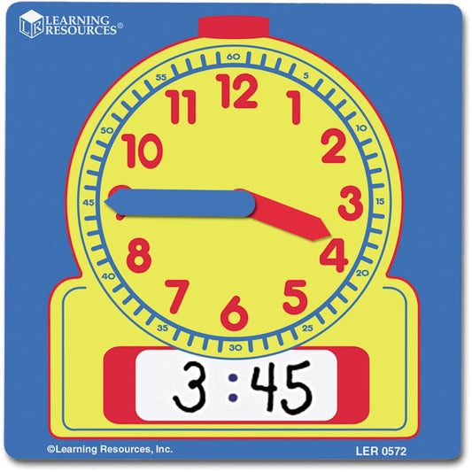 LEARNING RESOURCES LER0572 WRITE-ON/WIPE-OFF CLOCKS STUDENT-10/PK 4-1/2 SQUARE