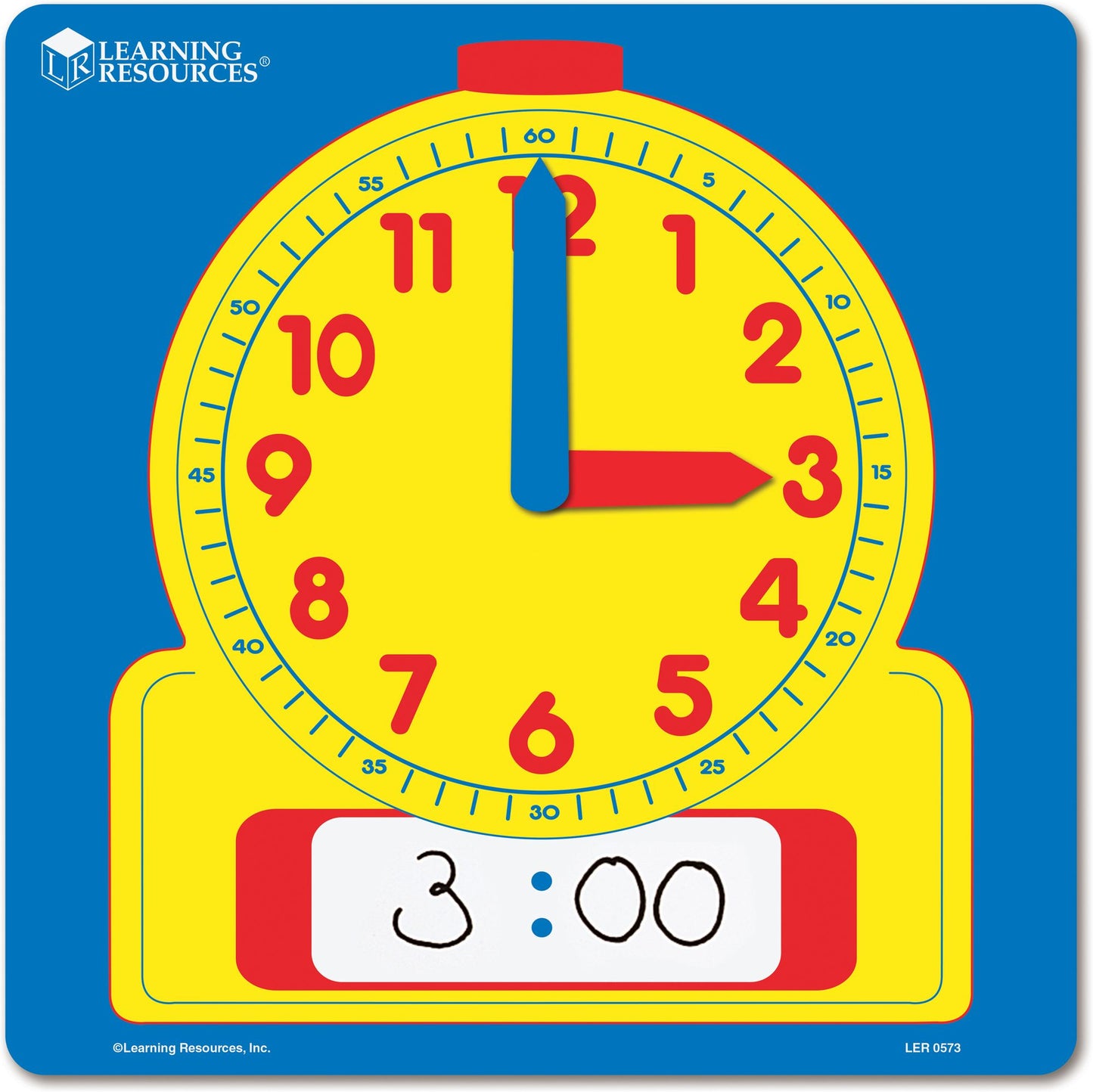 LEARNING RESOURCES LER0573 WRITE-ON/WIPE-OFF CLOCK DEMONSTRA.-12 SQUARE