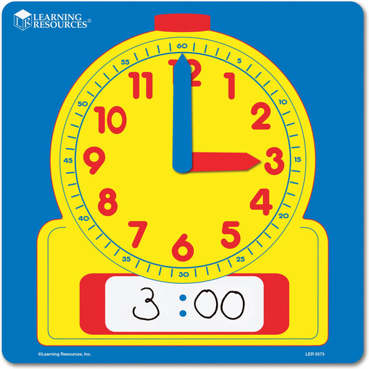 LEARNING RESOURCES LER0573 WRITE-ON/WIPE-OFF CLOCK DEMONSTRA.-12 SQUARE