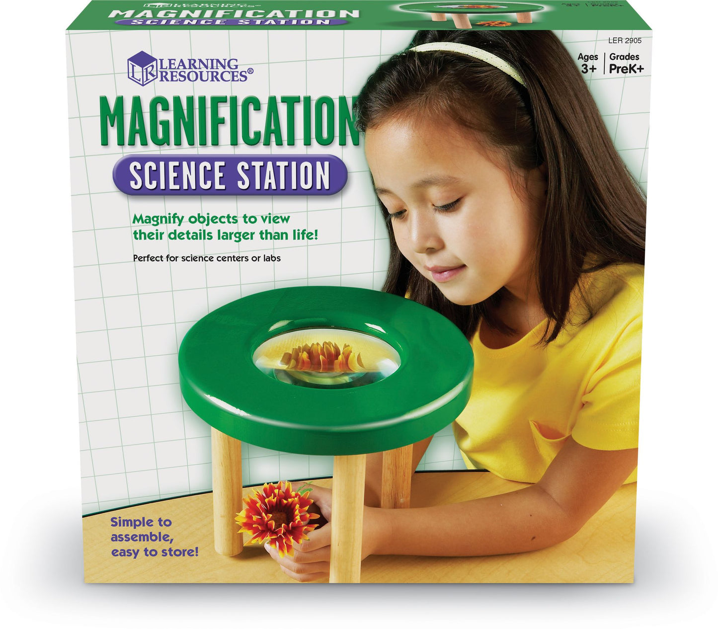 LEARNING RESOURCES LER2905 TABLE-TOP TRIPOD MAGNIFIER-7H X 9D 4-1/2 LENS DIAMATER