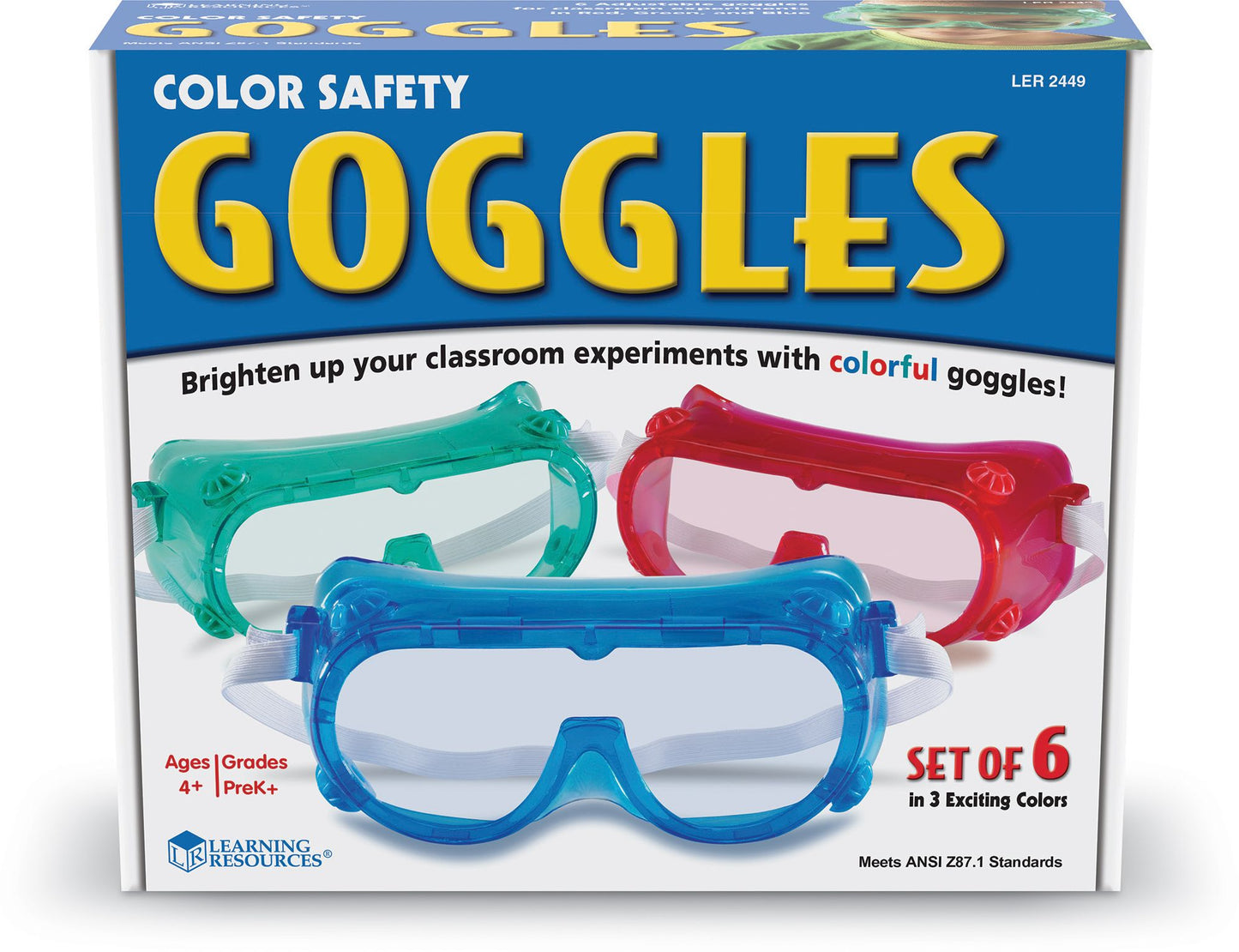 LEARNING RESOURCES LER2449 RAINBOW SAFETY GOGGLES SET OF 6