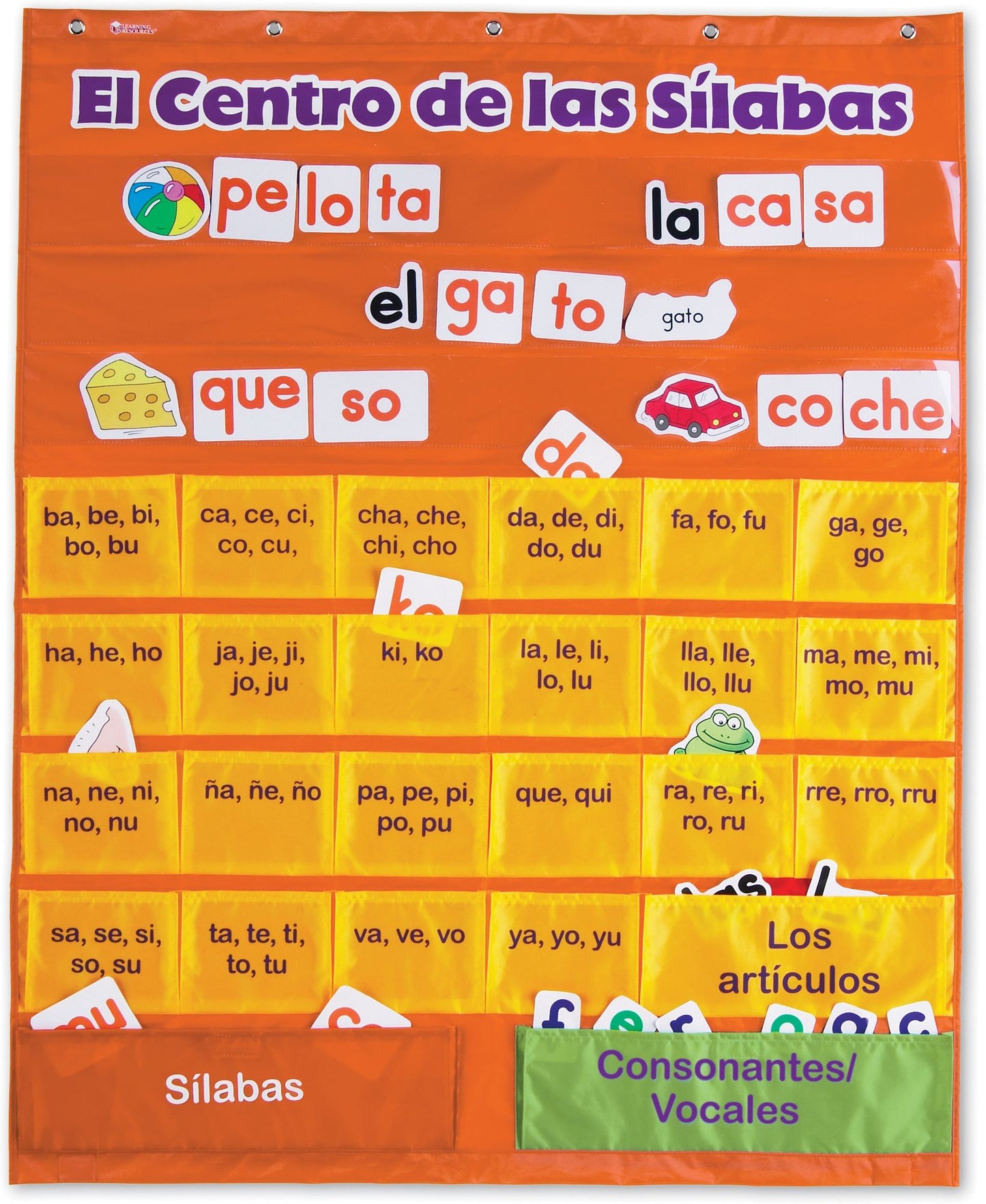 LEARNING RESOURCES LER2573 SPANISH SYLLABLES PC WITH CARDS CHA RT