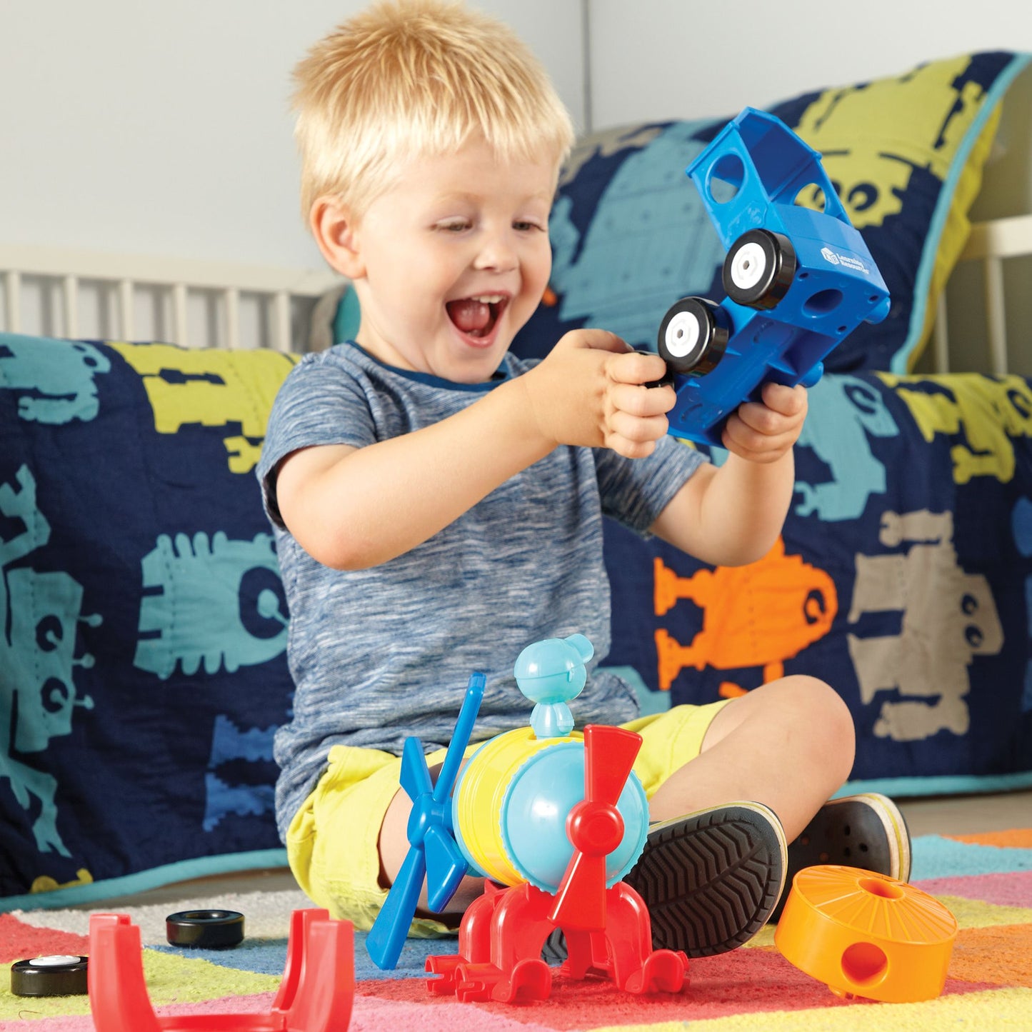 Learning Resources 1-2-3 Build It! Rocket-Train-Helicopter