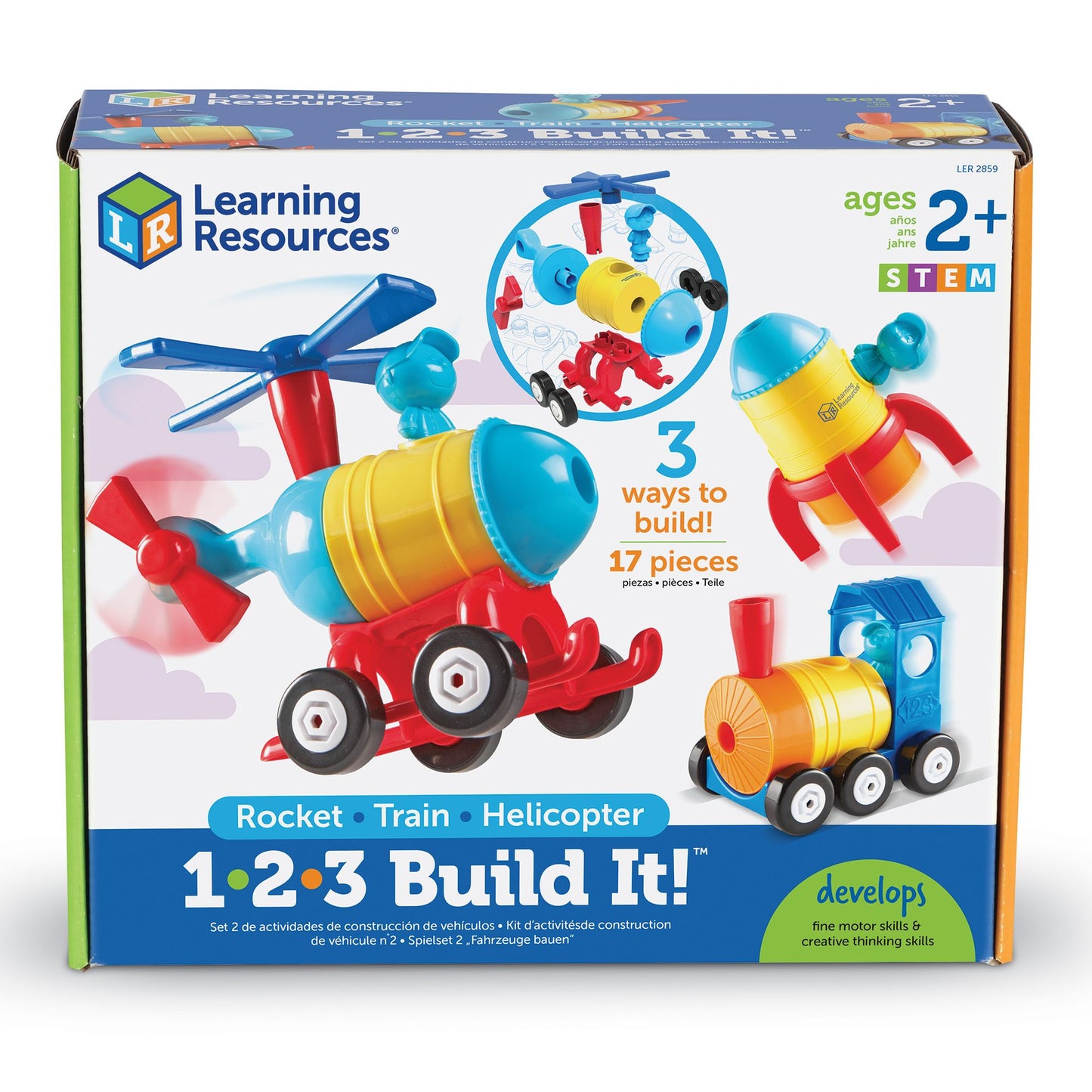 Learning Resources 1-2-3 Build It! Rocket-Train-Helicopter