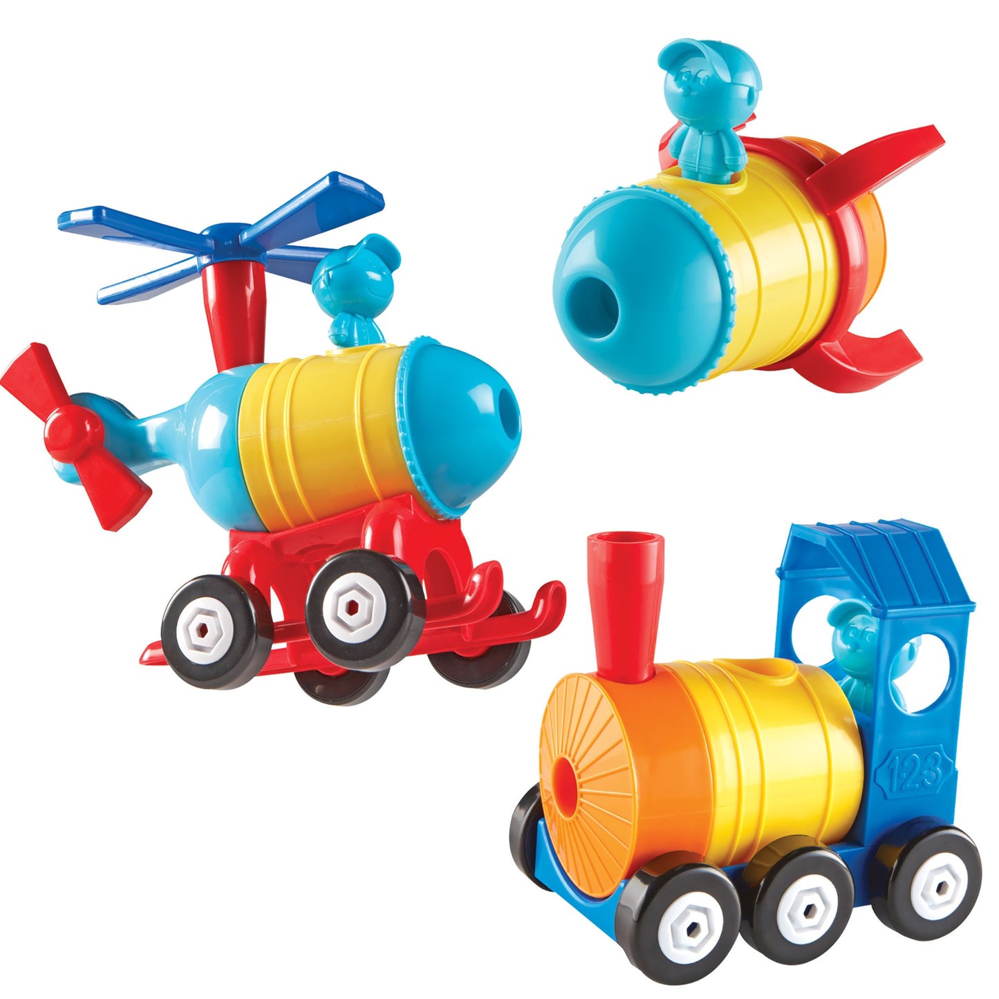 Learning Resources 1-2-3 Build It! Rocket-Train-Helicopter