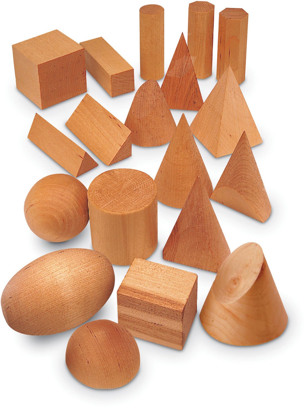 LEARNING RESOURCES LER4298 WOODEN GEOMETRIC SOLIDS SET OF 19