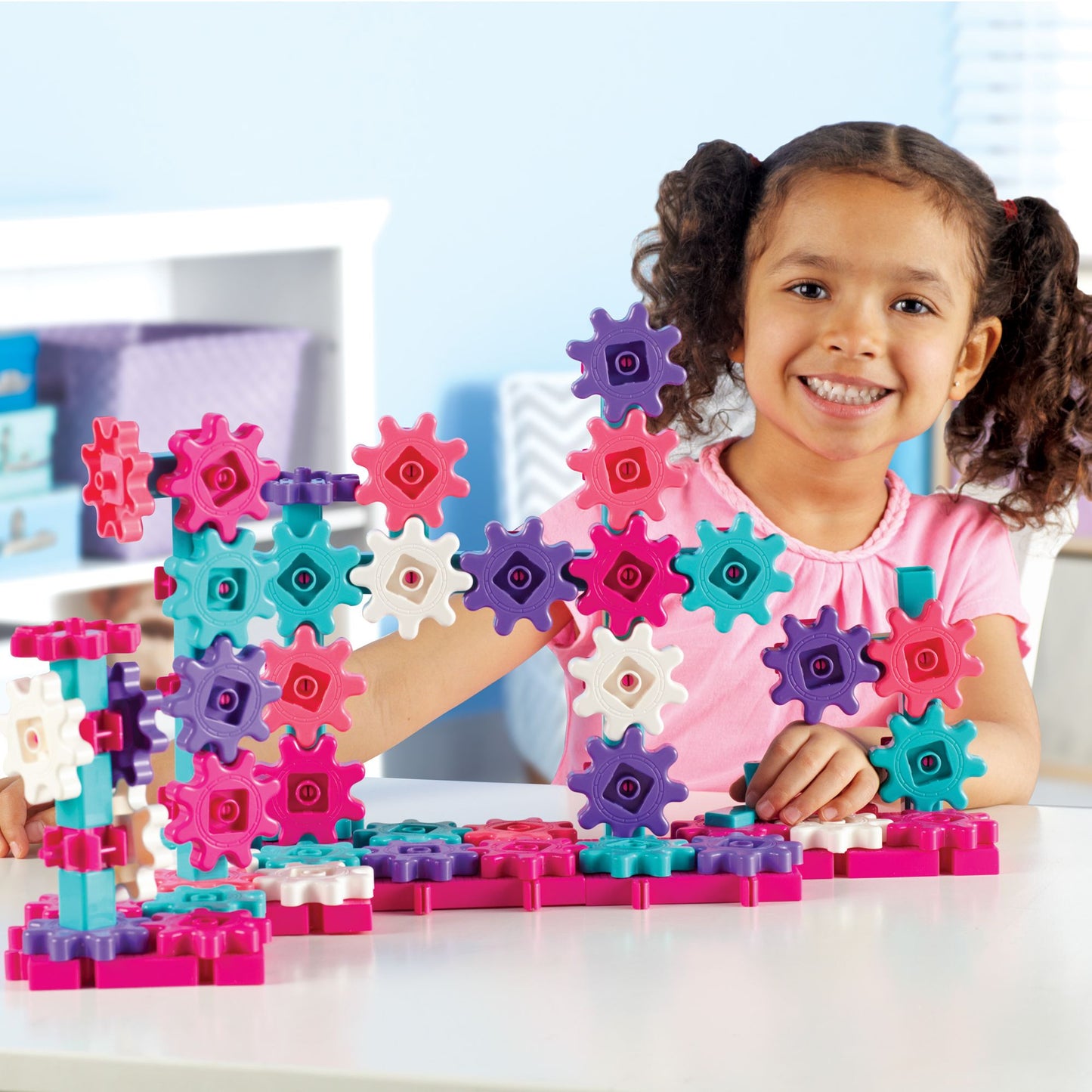 Learning Resources Gears Gears Gears!100-Piece Deluxe Building Set, Pink
