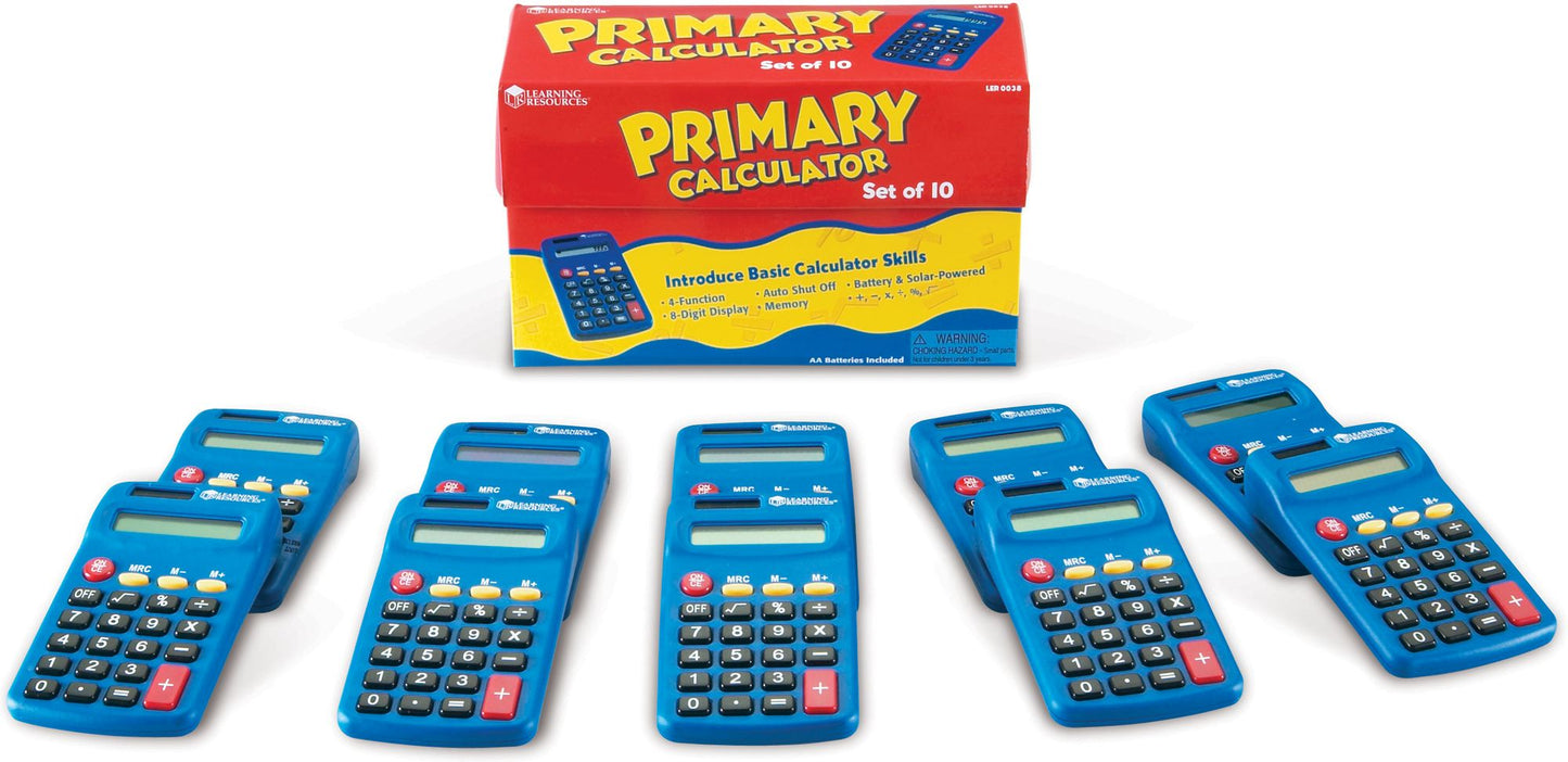 LEARNING RESOURCES LER0038 PRIMARY CALCULATOR SET OF 10