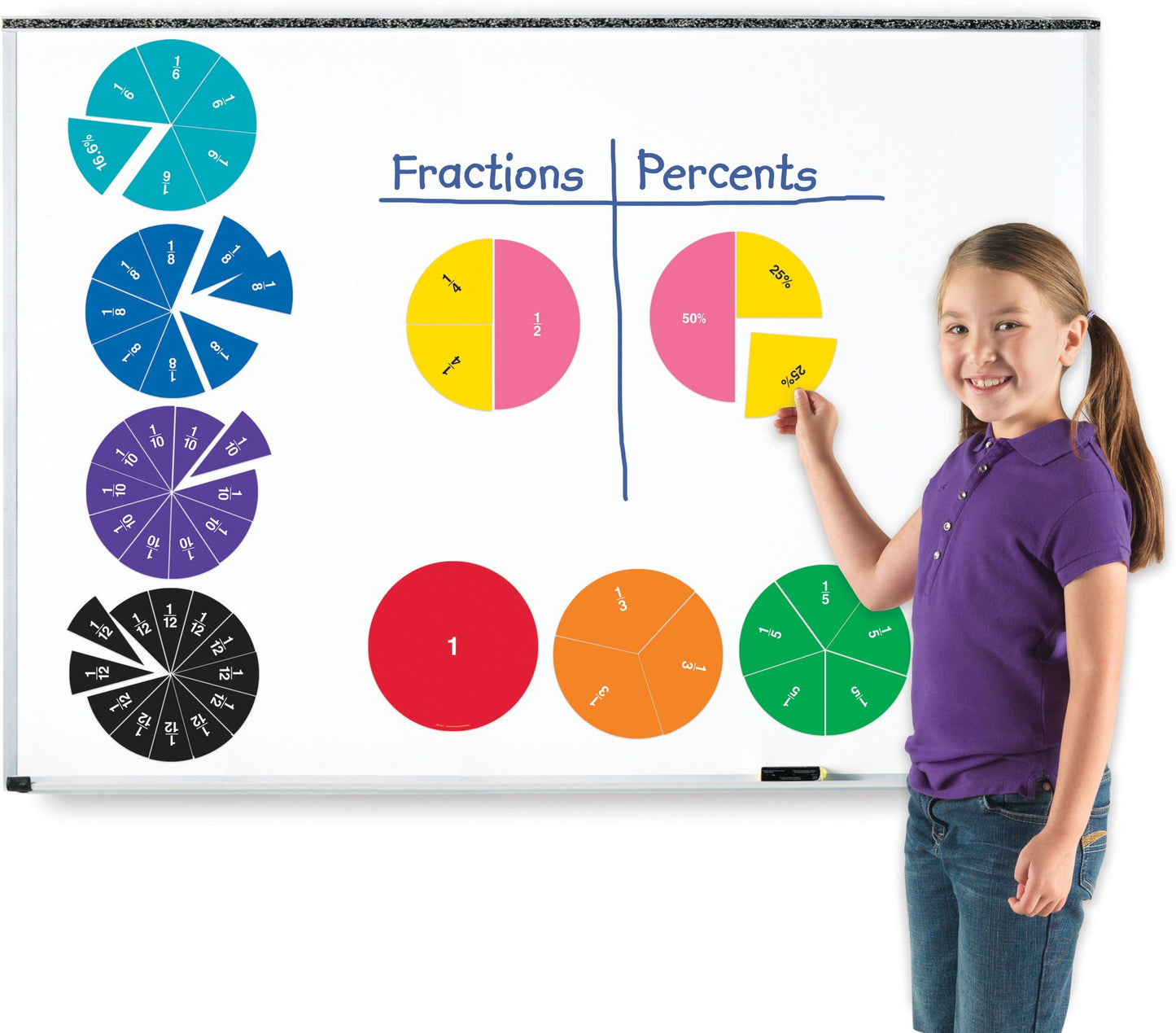 Learning Resources LER1616 Double Sided Magnetic Fraction Circles