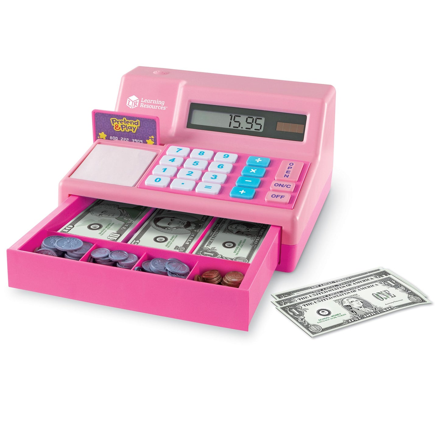 Learning Resources Pretend and Play Calculator Cash Register, Pink