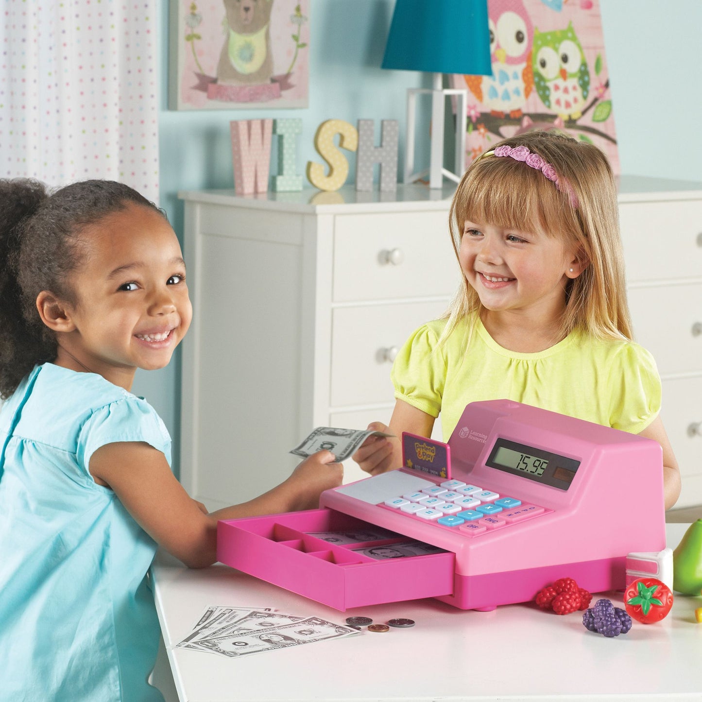 Learning Resources Pretend and Play Calculator Cash Register, Pink