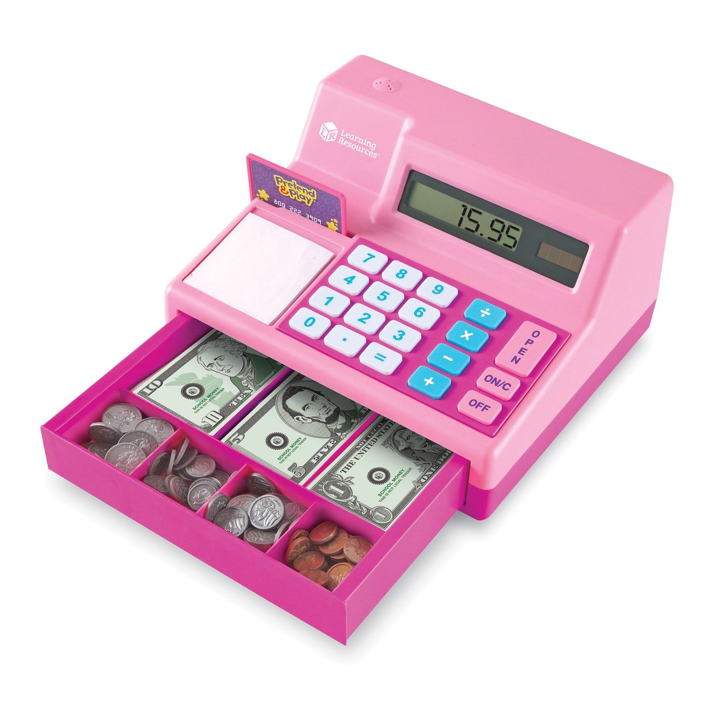 Learning Resources Pretend and Play Calculator Cash Register, Pink