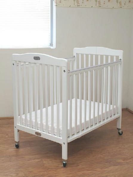 L.A. Baby Compact Wooden Folding Crib w/Pad -  White