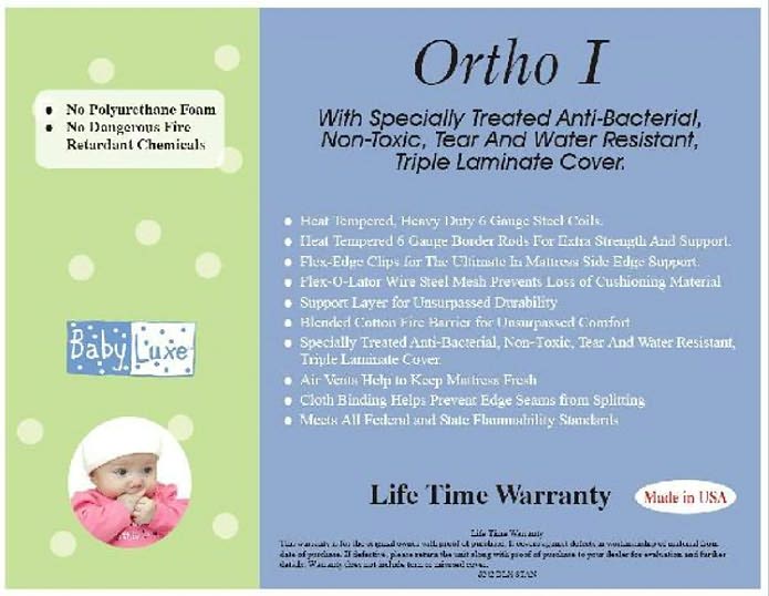 L.A. Baby Babyluxe Ortho I 2 in 1 Anti-Bacterial Crib Mattress