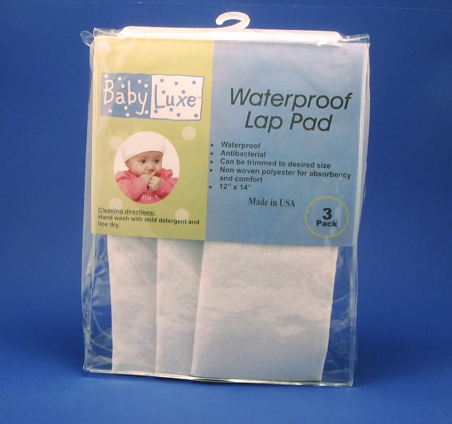 L.A. Baby Waterproof Lap pad, 12"x15" 3pk