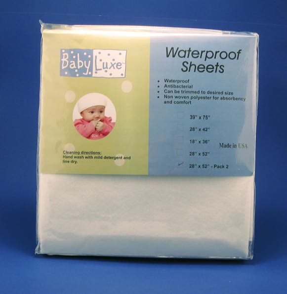 L.A. Baby Waterproof Crib Sheet, 2 pack 28"x52"