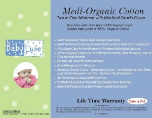 L.A. Baby Babyluxe Medi-Organic Medical Grade 2 in 1 Crib Mattress