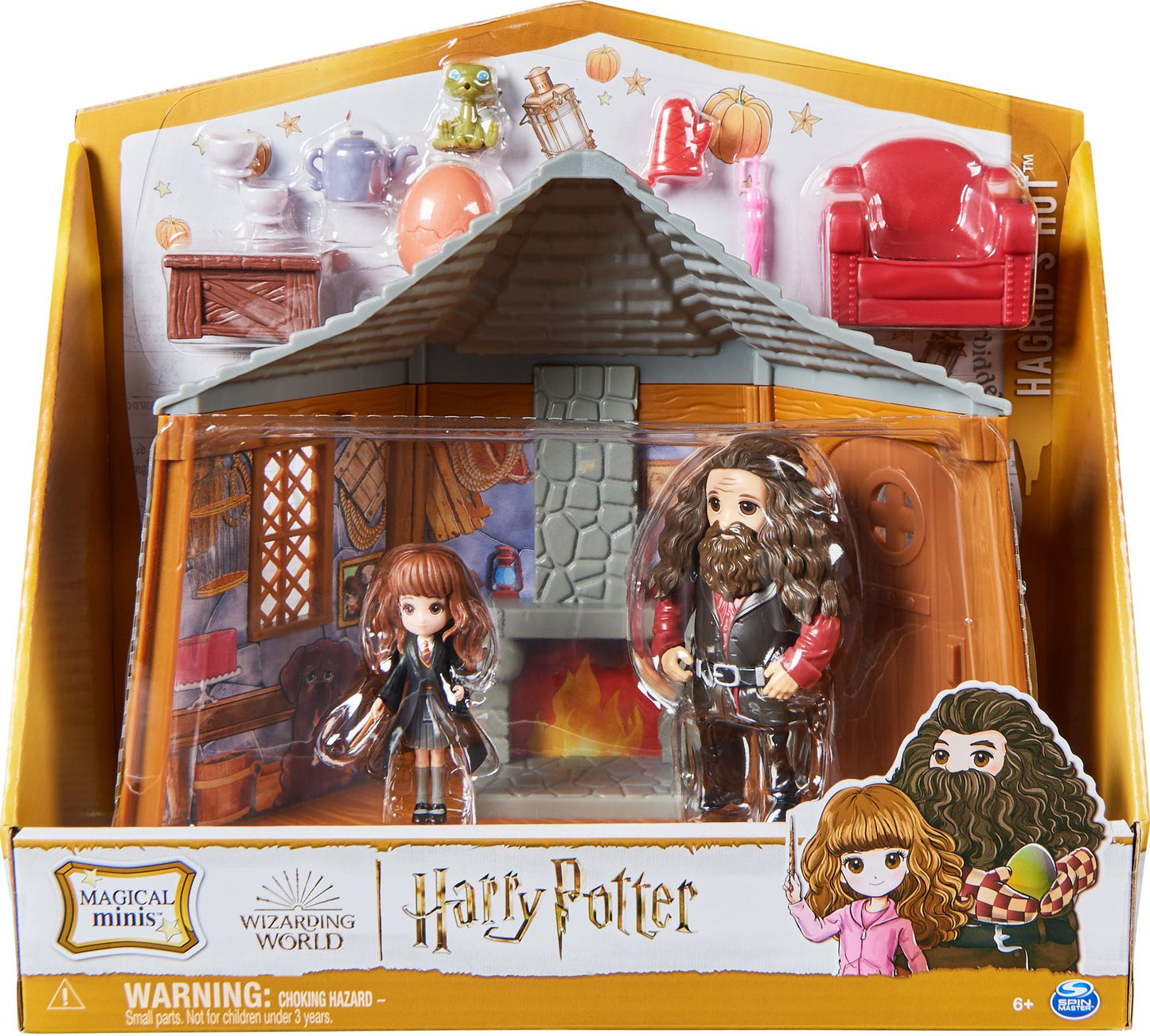 Wizarding World Harry Potter, Magical Minis Hagrid's Hut Playset with 2 Figures and 9 Doll Accessories, Kids Toys for Ages 6 and up