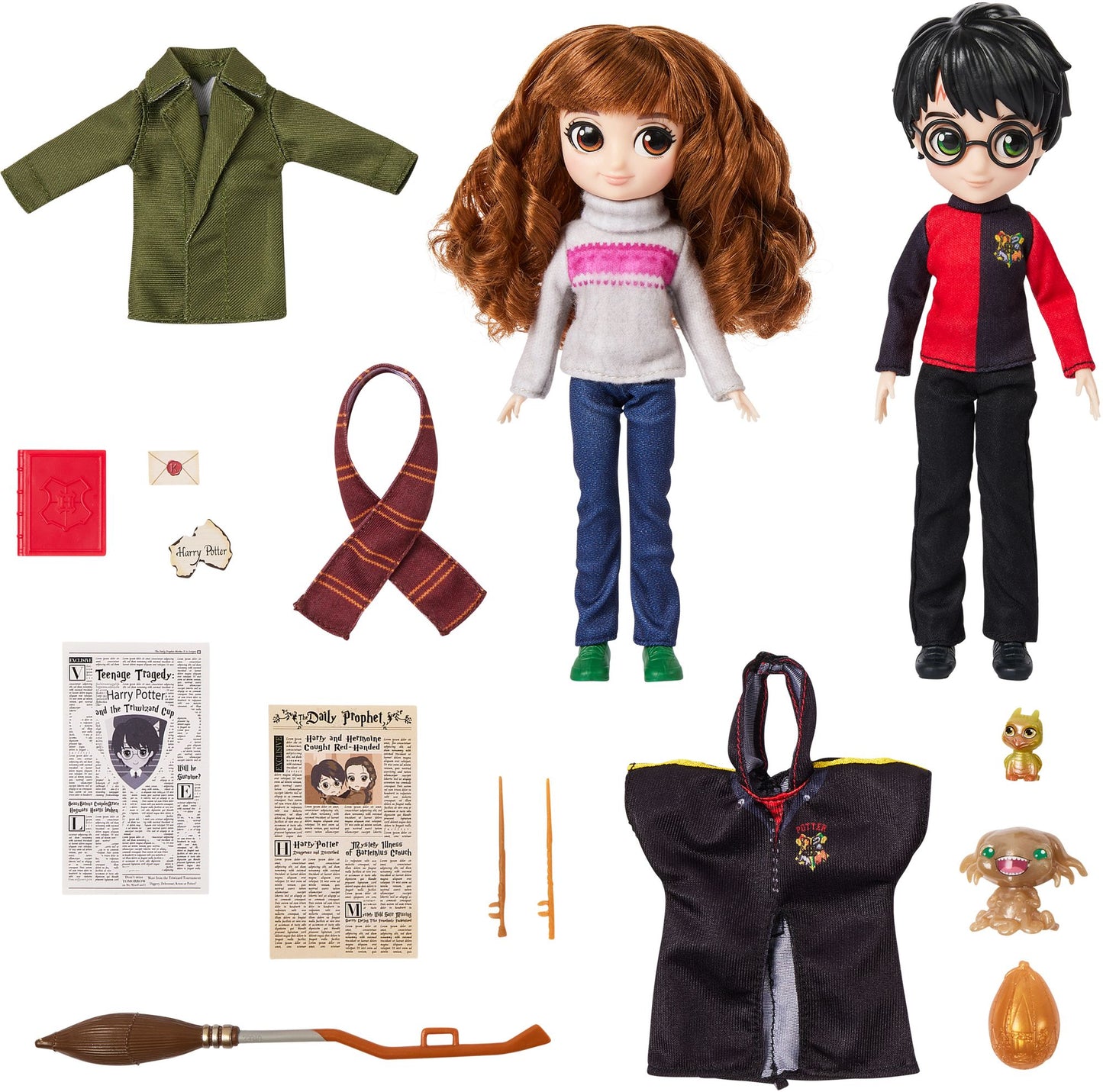 Wizarding World Harry Potter, 8-inch Harry Potter & Hermione Granger Dolls & Accessories Gift Set, over 20 Pieces, Kids Toys for Ages 6 and up