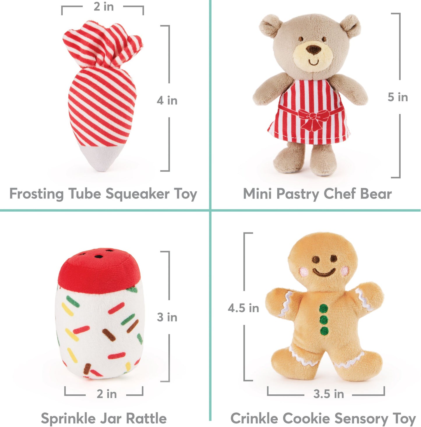 Baby GUND Play Soft Collection, My First Gingerbread House 5-Piece Playset with Rattle Squeaker and Crinkle Plush Toys Sensory Toy for Babies 7.5"