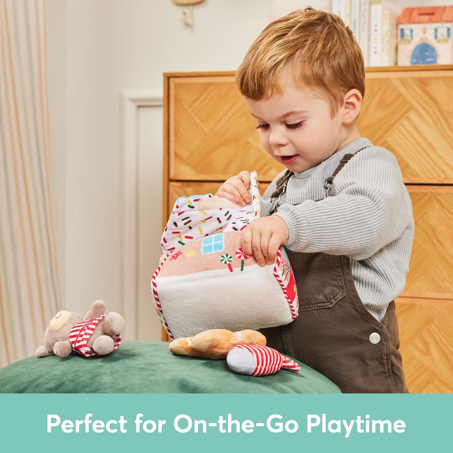 Baby GUND Play Soft Collection, My First Gingerbread House 5-Piece Playset with Rattle Squeaker and Crinkle Plush Toys Sensory Toy for Babies 7.5"