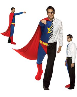 Rasta Imposta 6150RI Adult Split Personalities Super Hero/Journalist Costume
