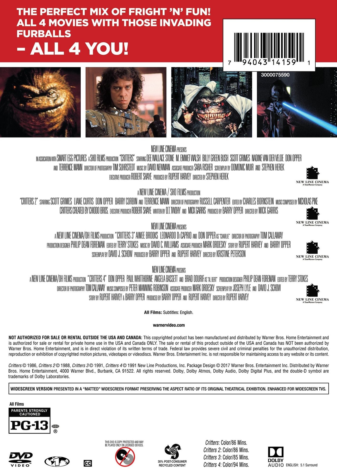 Critters Collection: 4 Film Favorites [2 Discs]