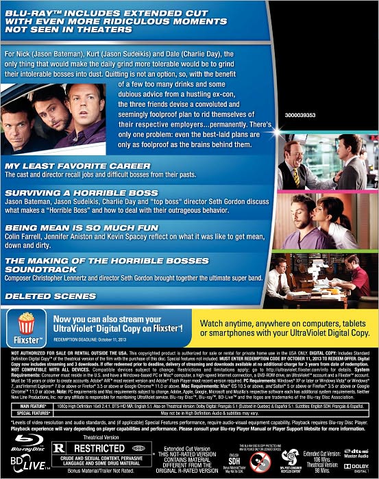Horrible Bosses [Totally Inappropriate Edition] [3 Discs] [Includes Digital Copy] [Blu-ray/DVD]
