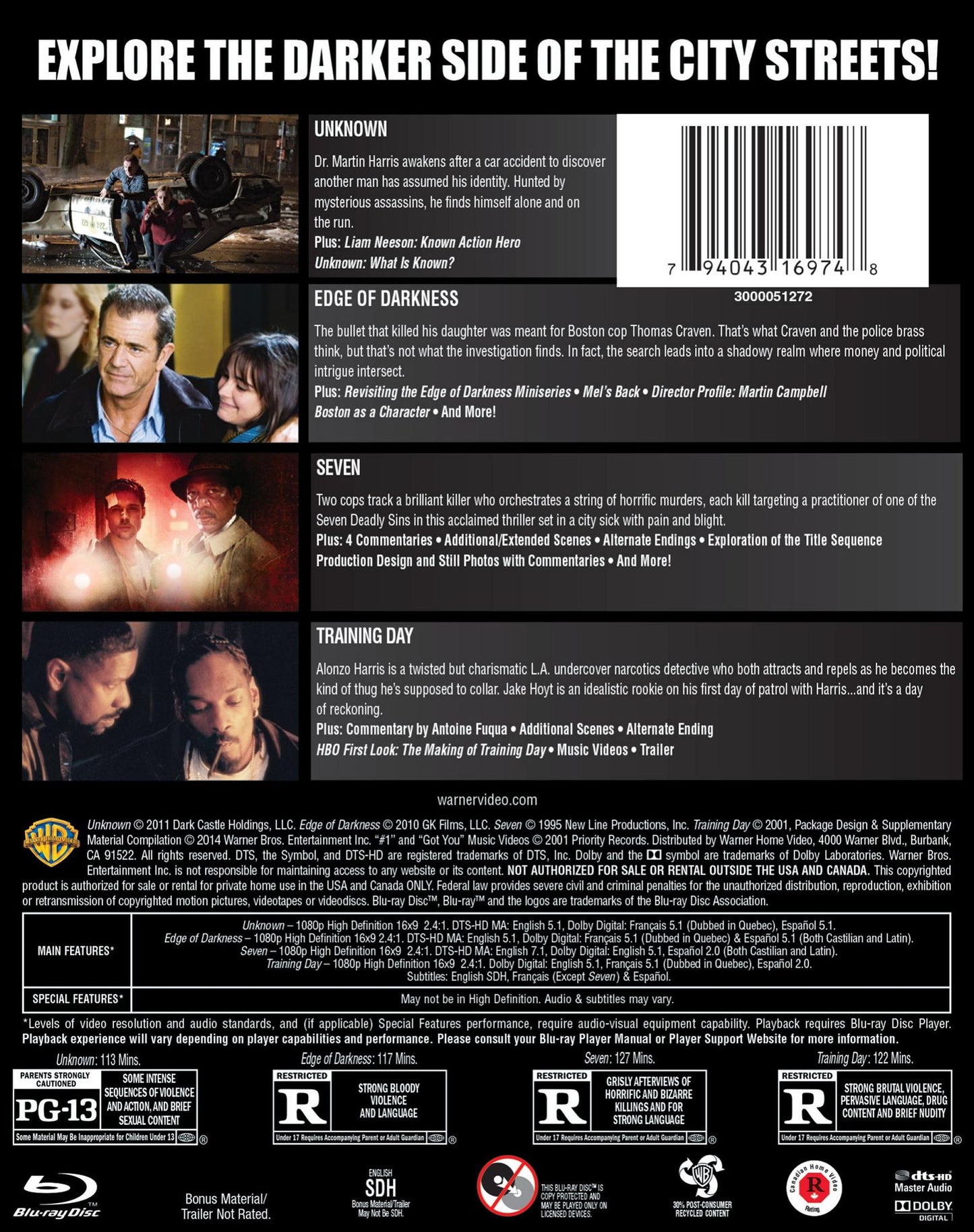 Gritty Thrillers: 4 Film Favorites [4 Discs] [Blu-ray]