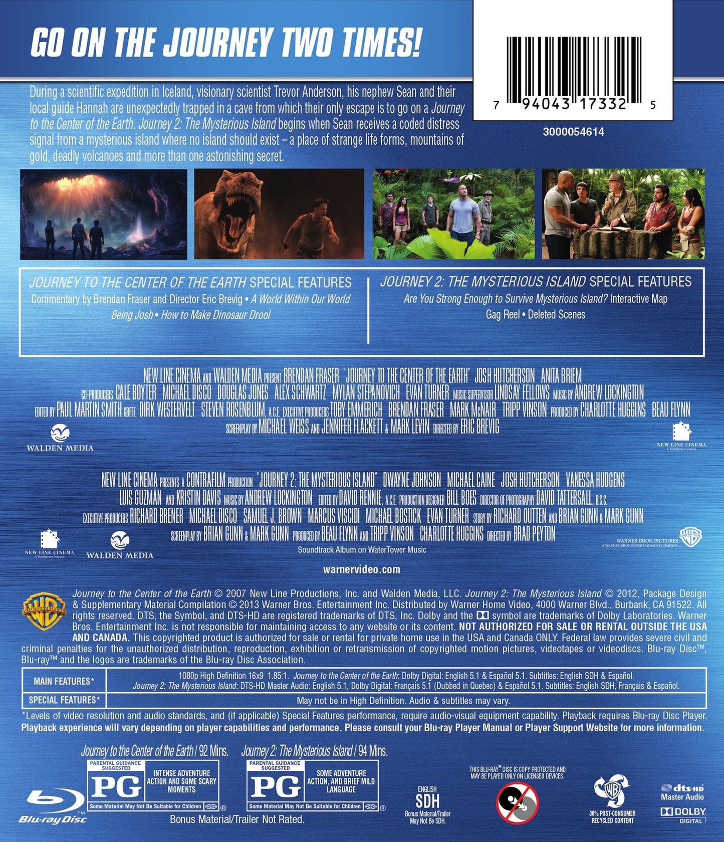 Journey to the Center of the Earth/Journey 2: The Mysterious Island [2 Discs] [Blu-ray]