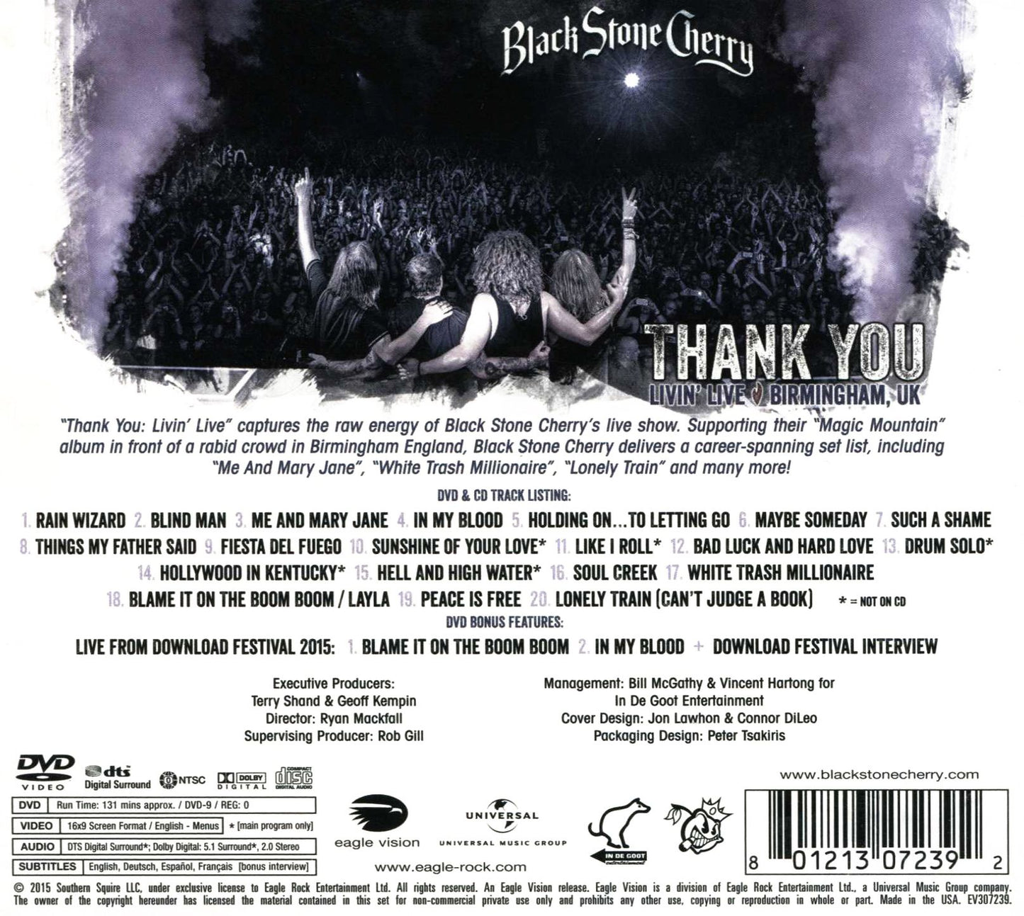 Black Stone Cherry: Thank You - Livin' Live - Birmingham, UK [CD/DVD]