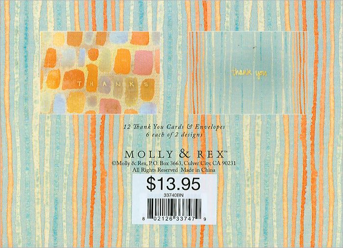 Striped Patches Thank You Note Card Duo