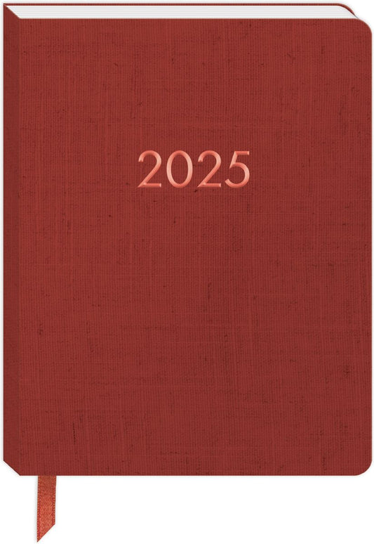 2024-2025 Paper Source Red Linen Bookcloth Large Monthly Desk Planner 18 Month