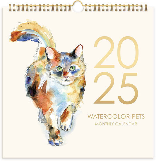 2025 Watercolor Pets Wall Calendar