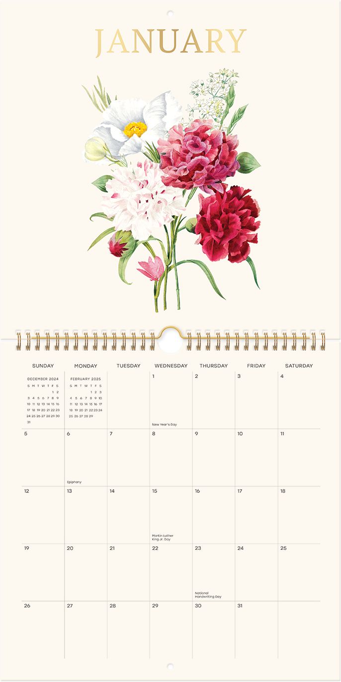 2025 Vintage Florals Wall Calendar