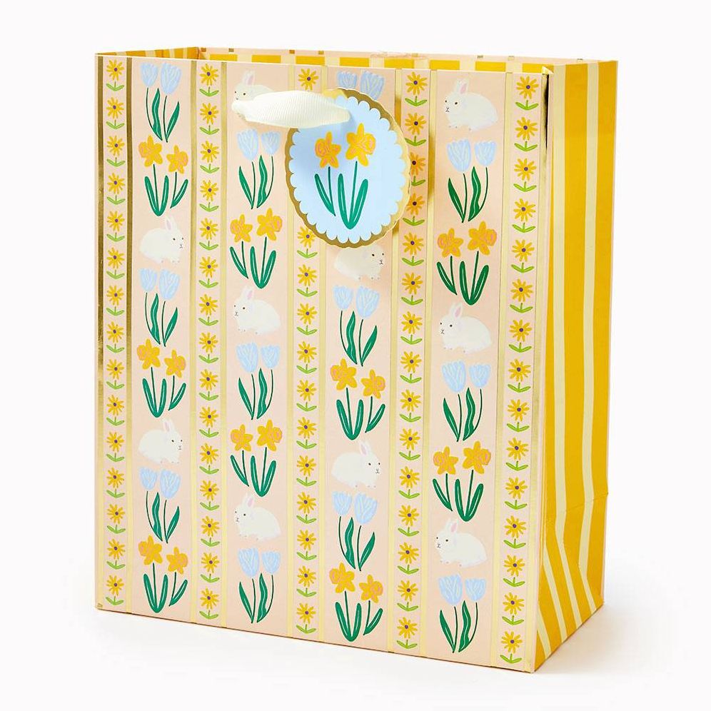 MED Floral Stripe Bunny Gift Bag