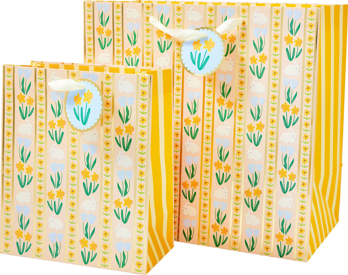 MED Floral Stripe Bunny Gift Bag