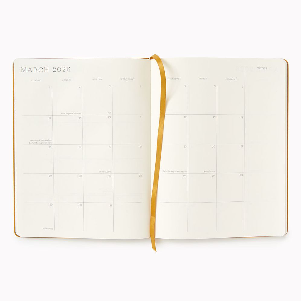 2025-2026 Paper Source Mustard Bookcloth 17-Month Monthly Desk Planner