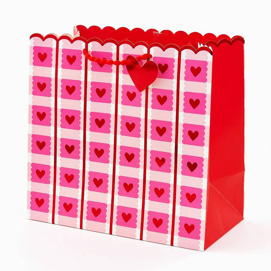 LRG Plaid Scalloped Heart Gift Bag