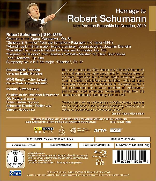 Daniel Harding/Staatskapelle Dresden: Homage to Robert Schumann [Blu-ray]