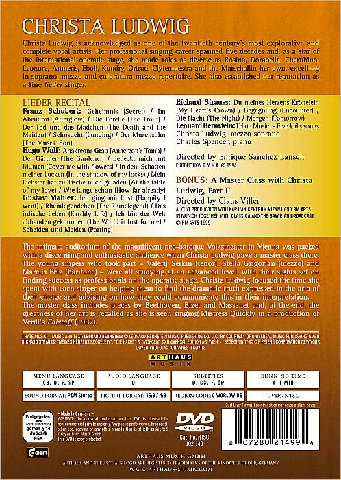 Christa Ludwig: Lieder Recital