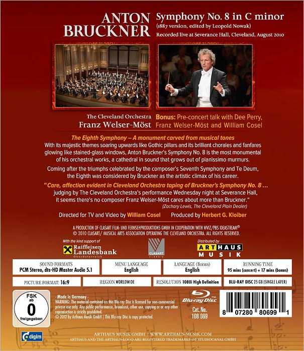 Franz Welser-Most: Bruckner - Symphony No. 8 [Blu-ray]