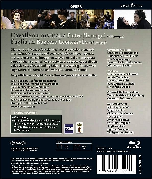 Mascagni: Cavalleria Rusticana/Leoncavallo: Pagliacci [Blu-ray]